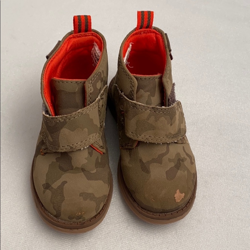 Osh Kosh Chase tan camouflage slip on boot with velcro closure 5